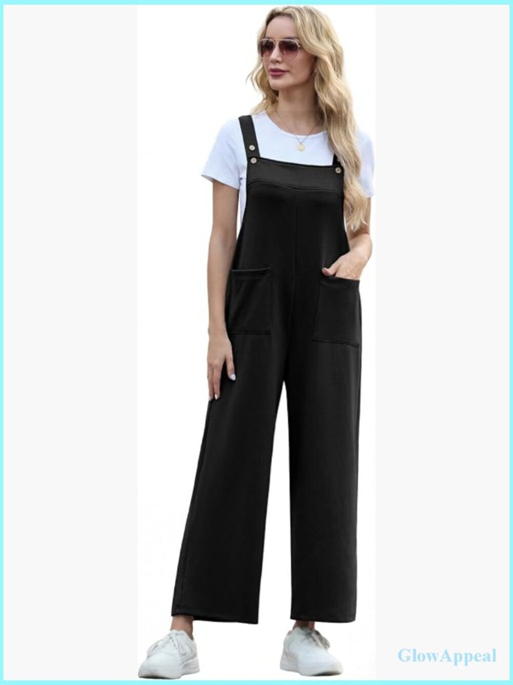 Women's Boho Overalls Jumpsuit Loose Bib Romper Adjustable Strap Pockets